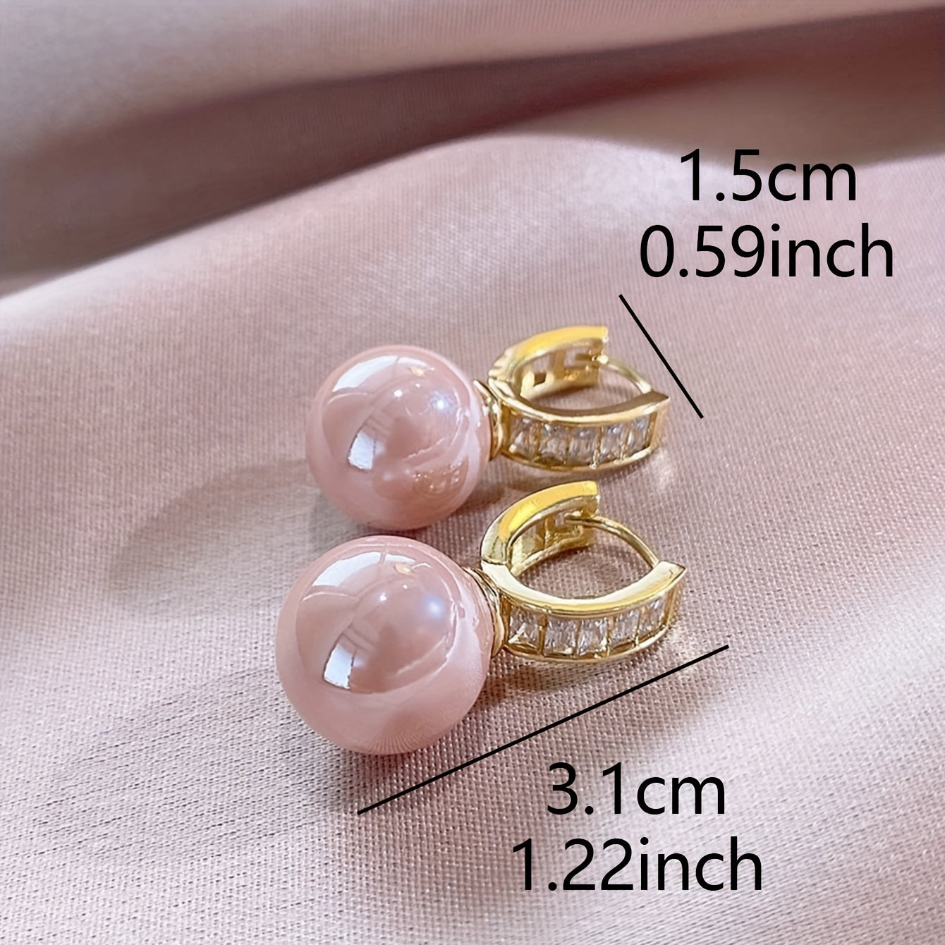 🌸 Blush Elegance Hoop Earrings – Pink Imitation Pearl Zinc Alloy Jewelry ✨