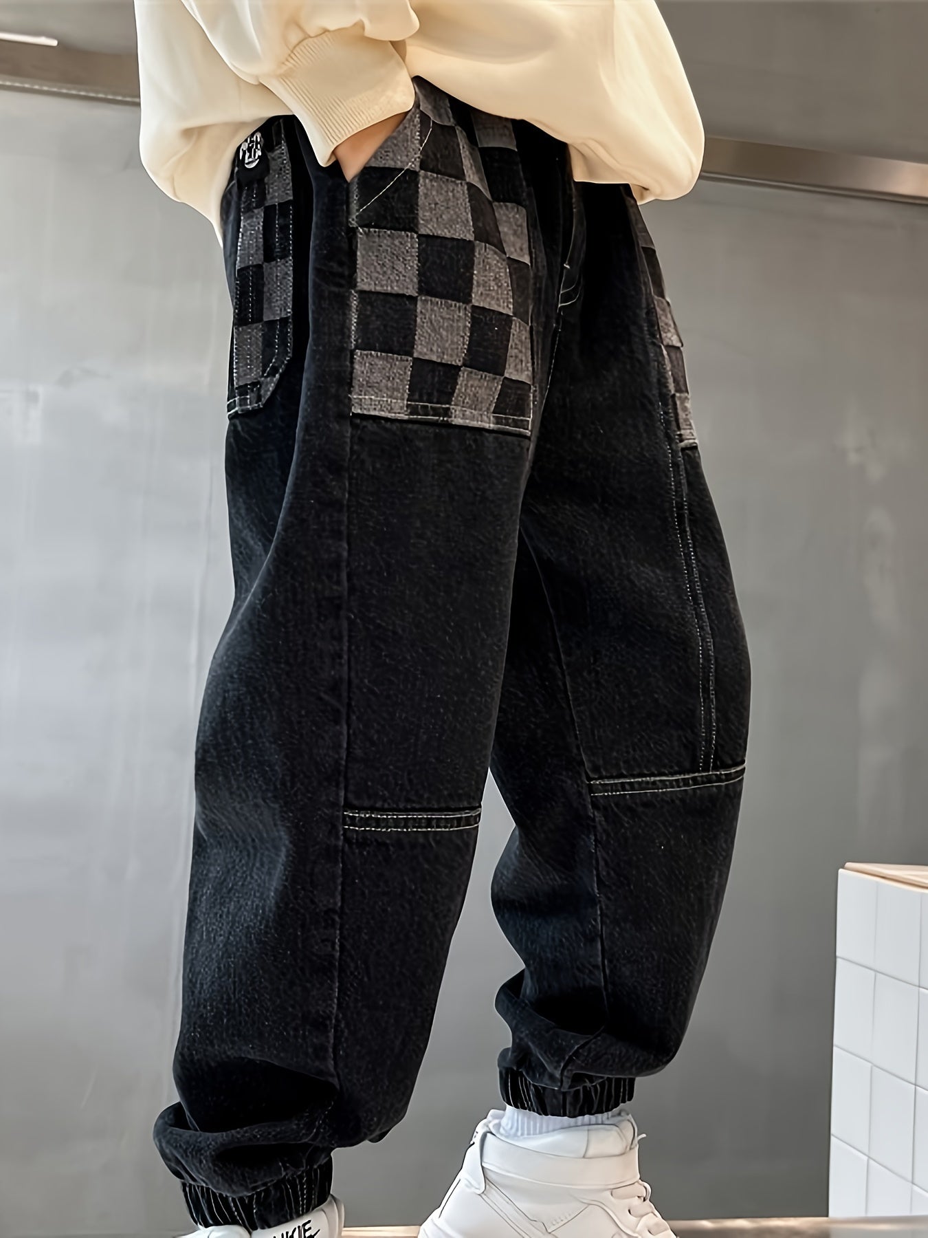 🧢 Boys Preppy Style Plaid Pocket Trousers