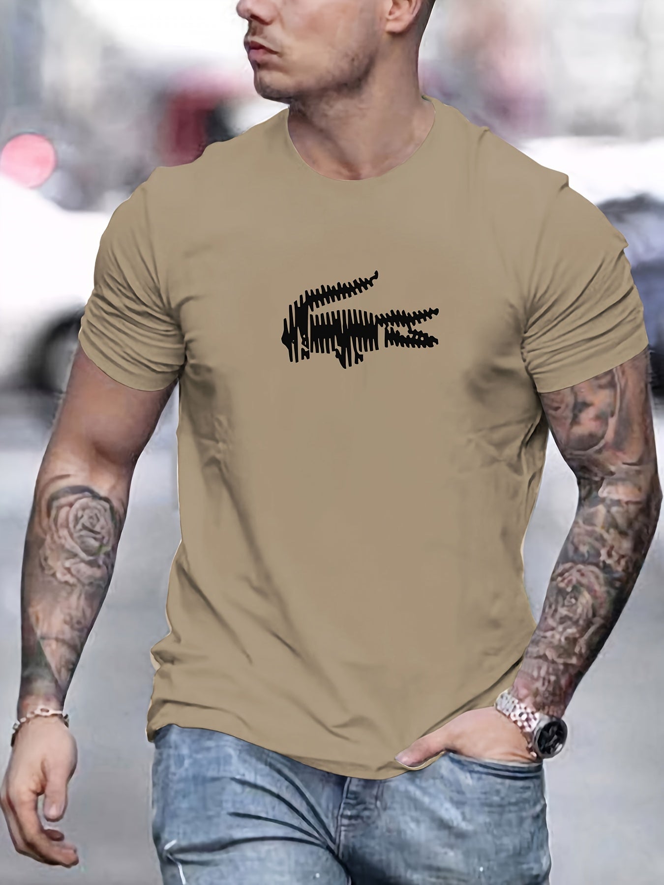 🐊 Men's Fashion T-Shirt with Crocodile Pattern 🌟