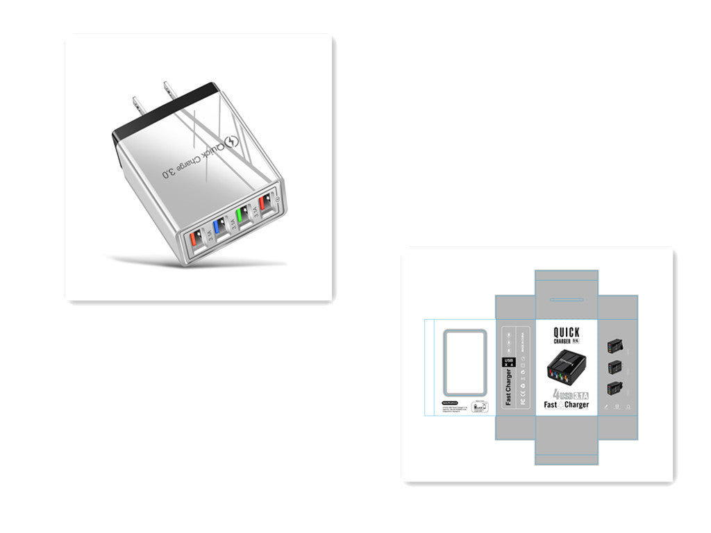 Swift Charge 4-Port USB Wall Charger: Quick Charge 3.0 Adapter