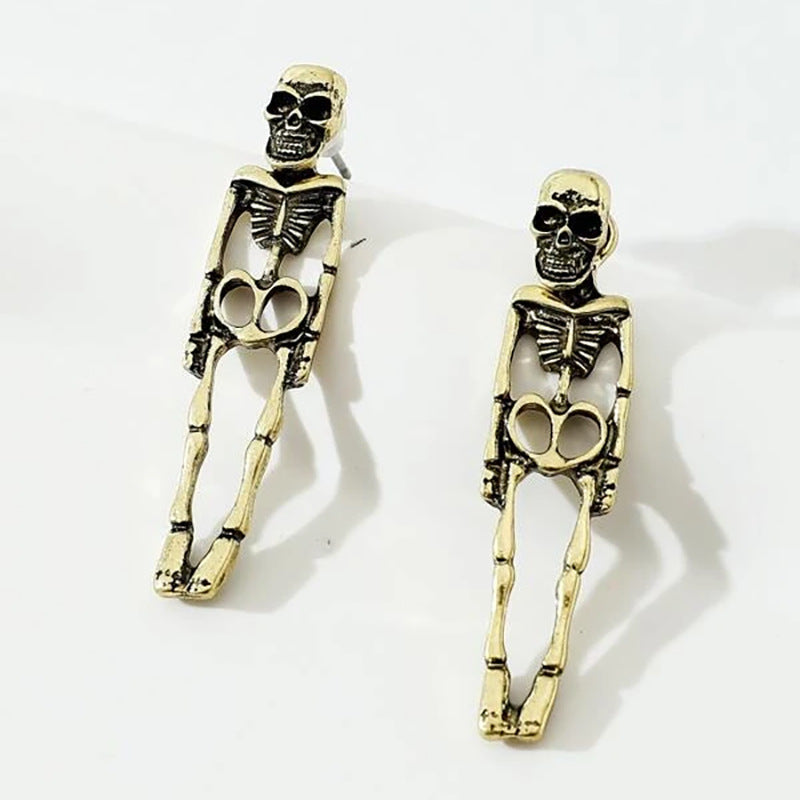 Ghoul Glam Detachable Skeleton Stud Earrings: Spooky Halloween Accessories