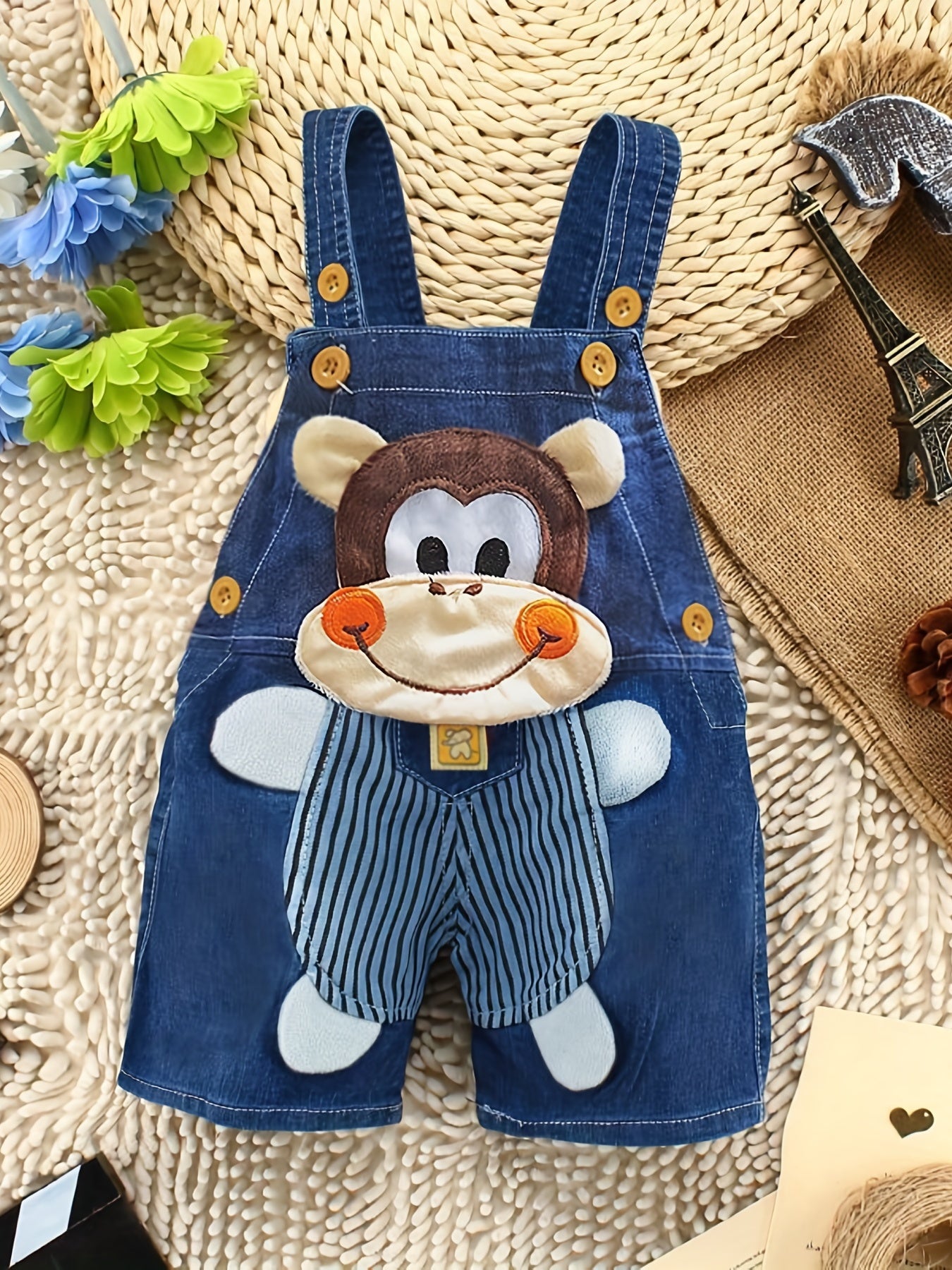 🐒 Adorable Monkey-Patterned Overalls for Boys & Girls - Perfect for Summer Fun! 🌞