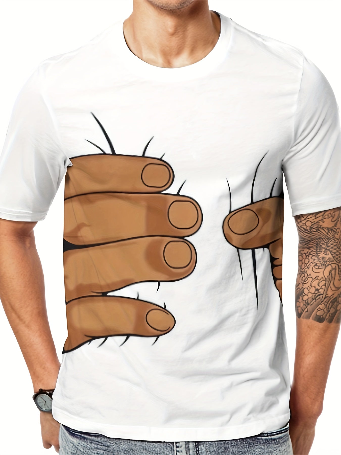 🖐️ Men's 3D Finger Grip Graphic Print T-Shirt 👕