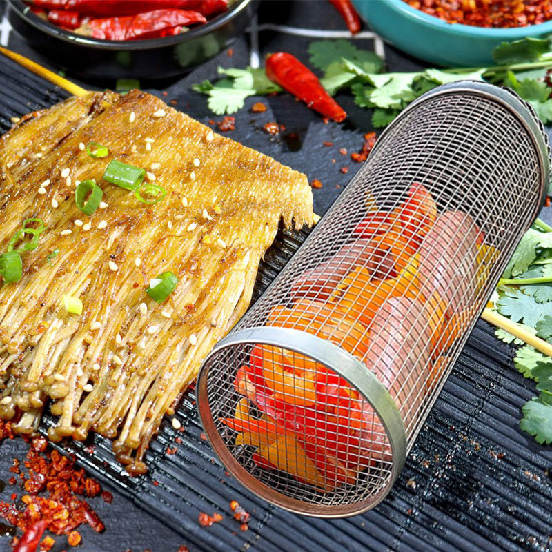 Grill Master Rolling BBQ Basket: Portable Outdoor Barbecue Rack