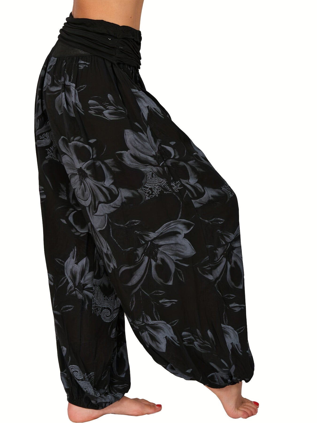 🌺 Boho Floral Print Pants - High Waist Summer Vacation Baggy Harem Pants ☀️