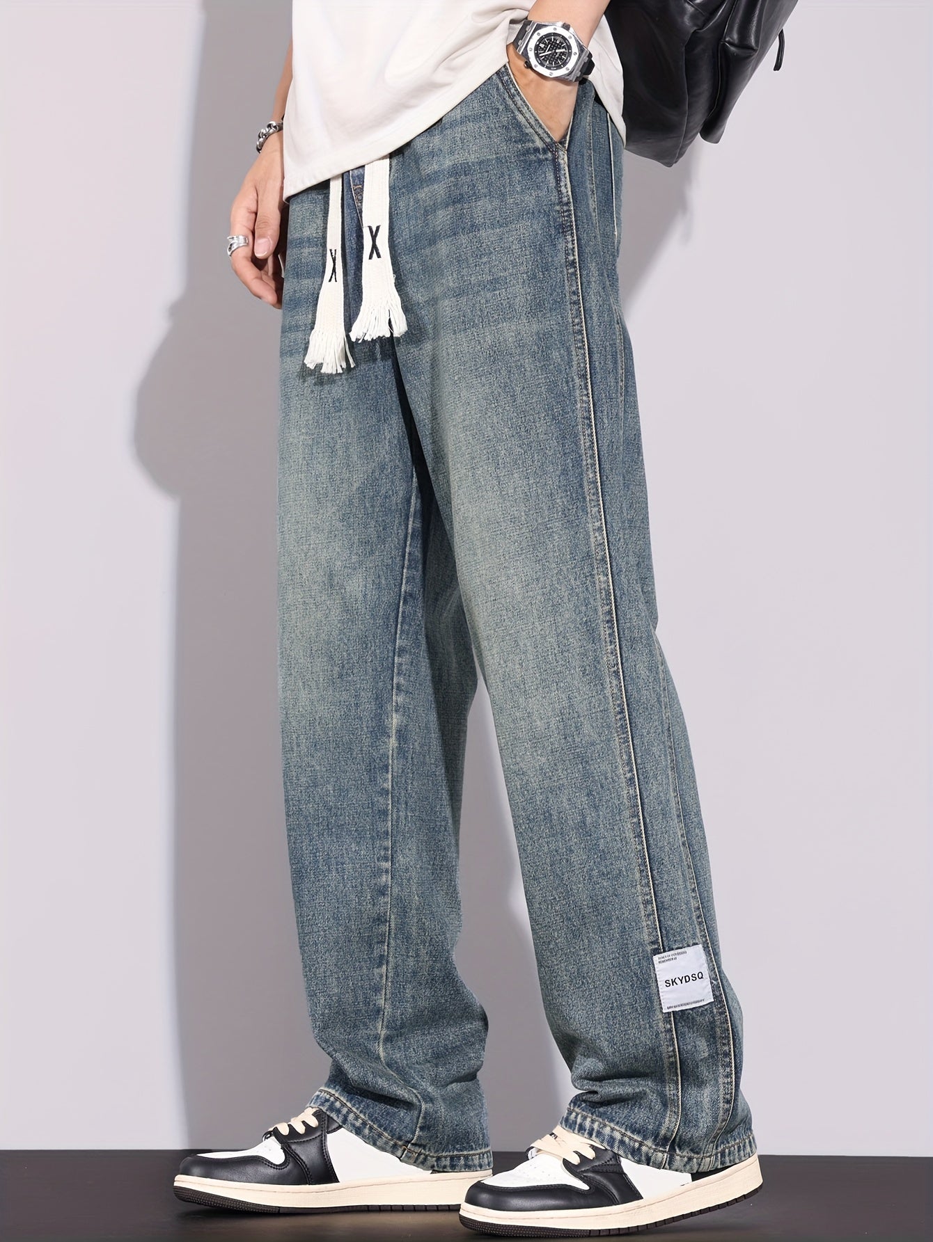 Urban Explorer" Loose Washed Denim Trousers