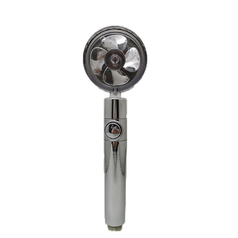 Turbo Flow Propeller Shower Head: High-Pressure Handheld Nozzle with Stop Button and Cotton Filter