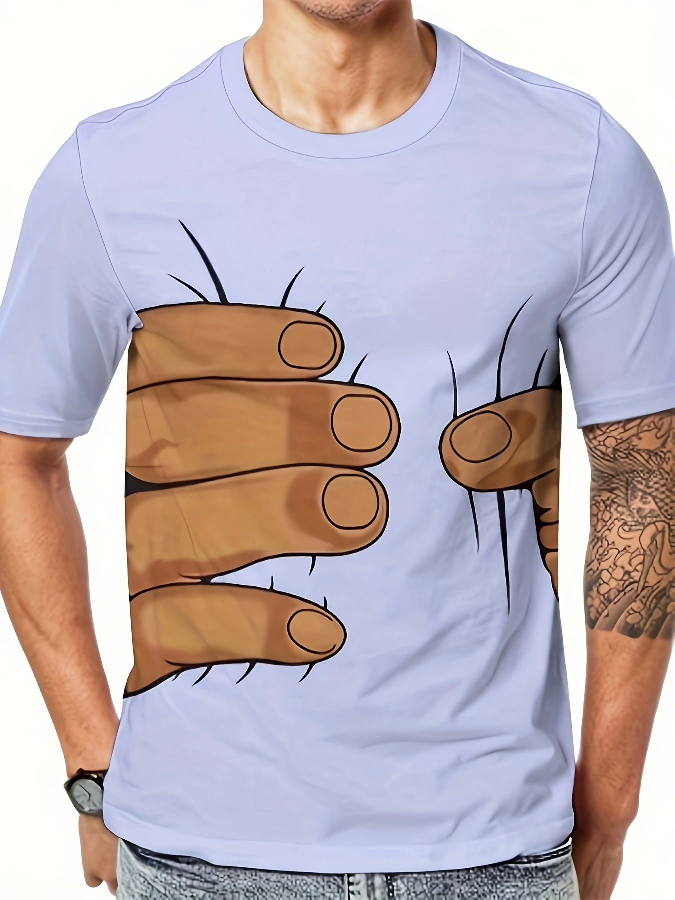 🖐️ Men's 3D Finger Grip Graphic Print T-Shirt 👕