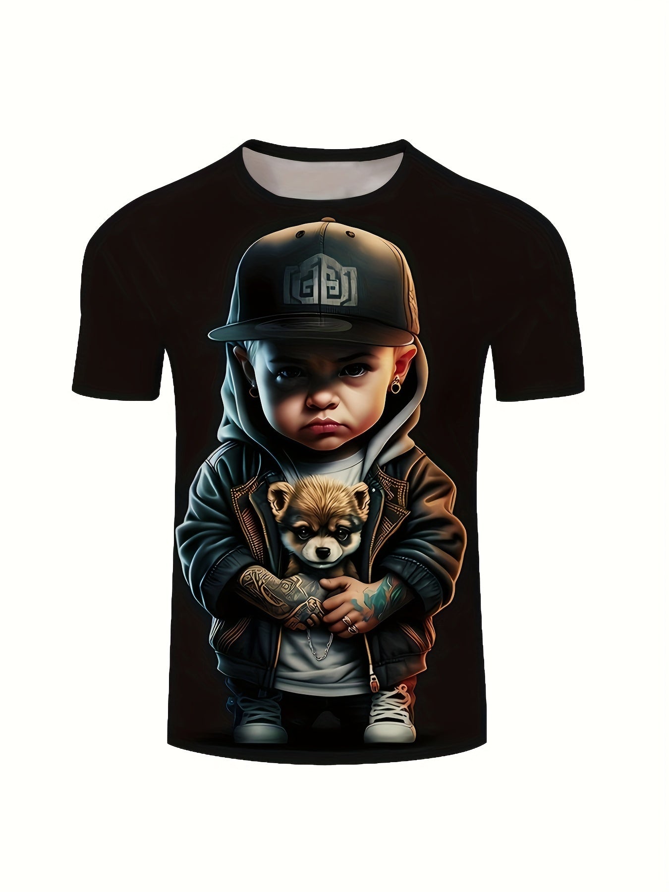 3D Digital Cool Male Figure With Cap Pattern T-Shirt