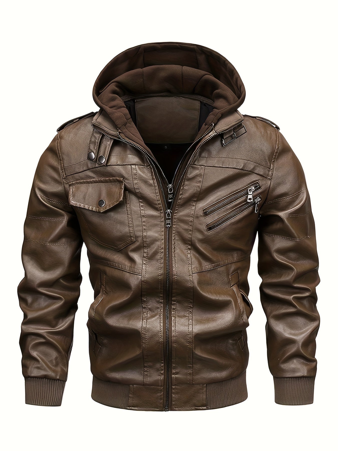 Urban Explorer Hooded PU Leather Jacket