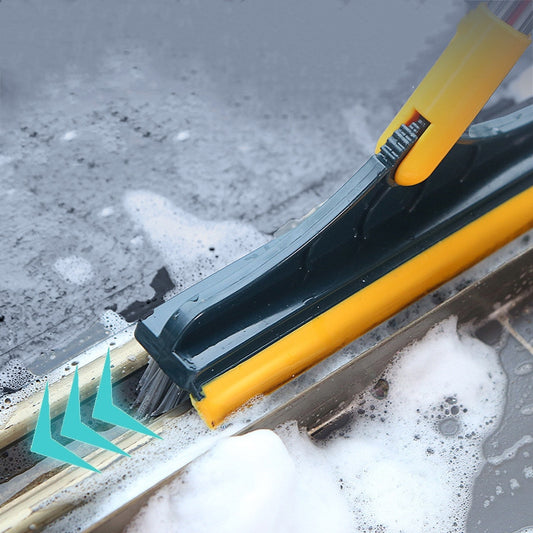 Swift Sweep Floor Gap Cleaning Broom: Dual-Action Rubber Wiper and Bristles