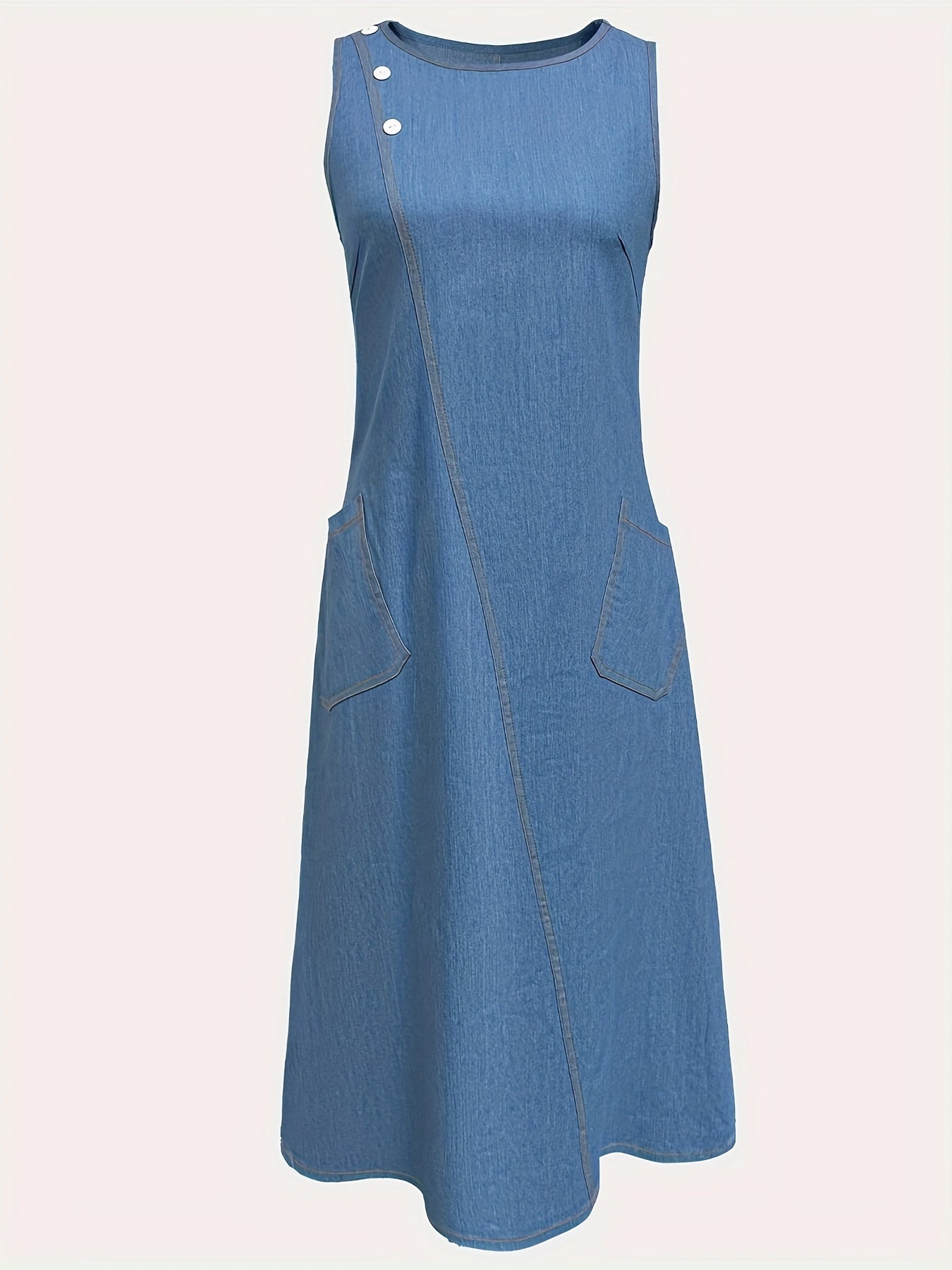 👗 "Effortless Elegance" Sleeveless Denim Maxi Dress 🌟