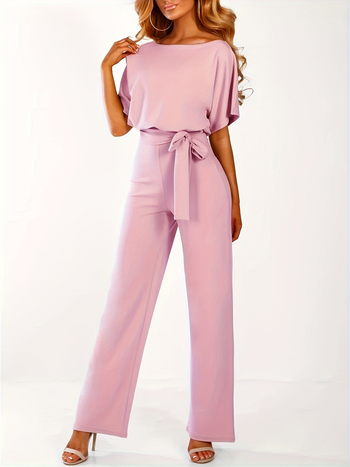 🌟 Solid Color Crew Neck Keyhole Jumpsuit 🌟