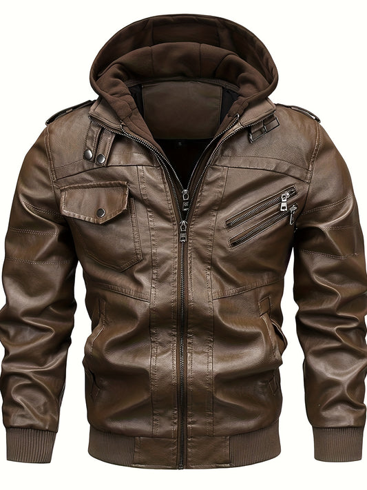 Urban Explorer Hooded PU Leather Jacket