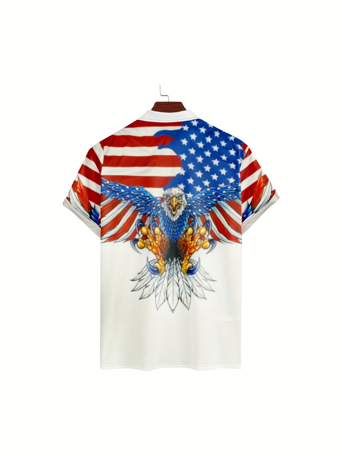 US Men's American Flag & Eagle Print Short Sleeve Golf T-Shirt 🦅