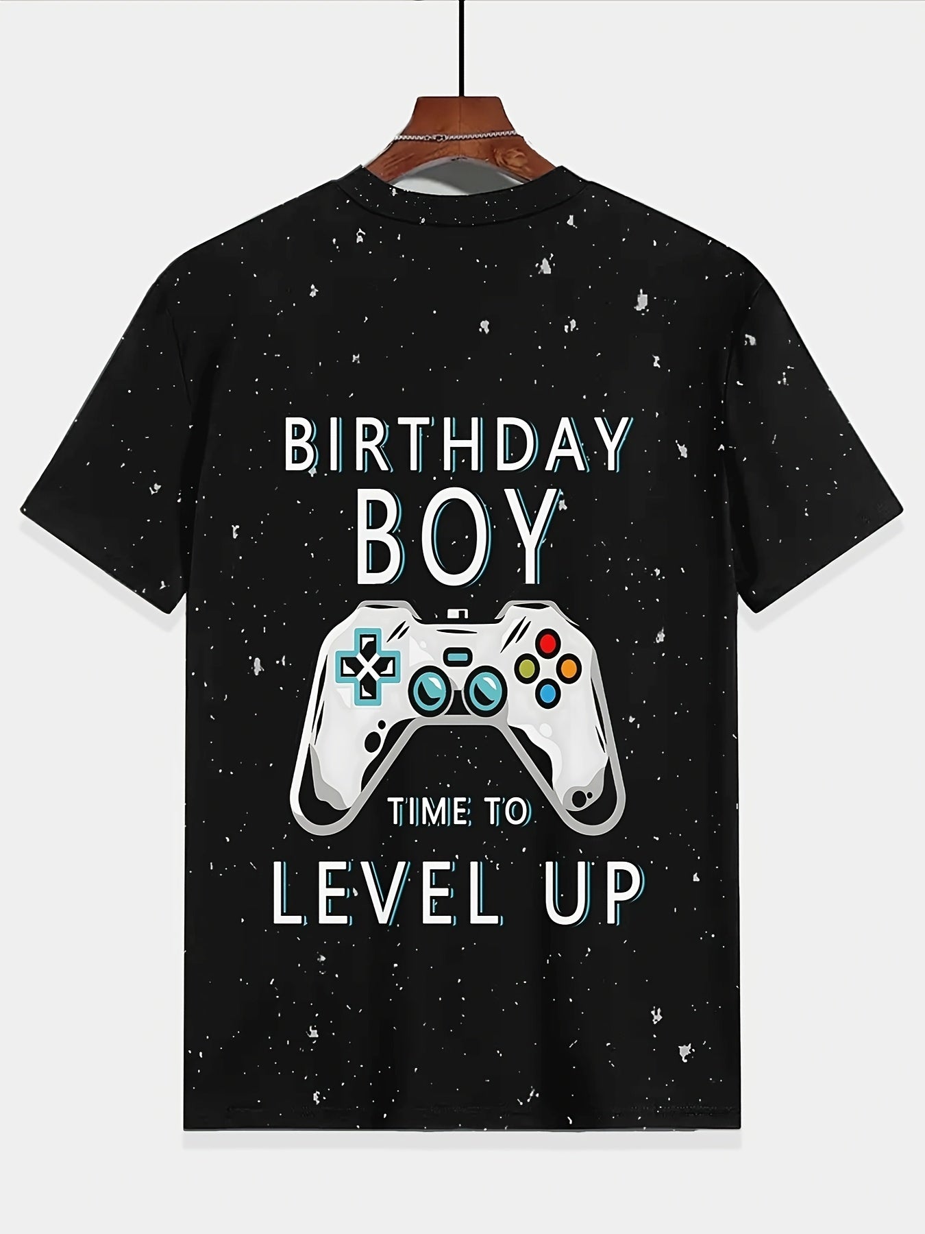 🎮 Birthday Boy Gamepad Print T-Shirt – Cool & Casual Short Sleeve Tee for All Seasons 🎂