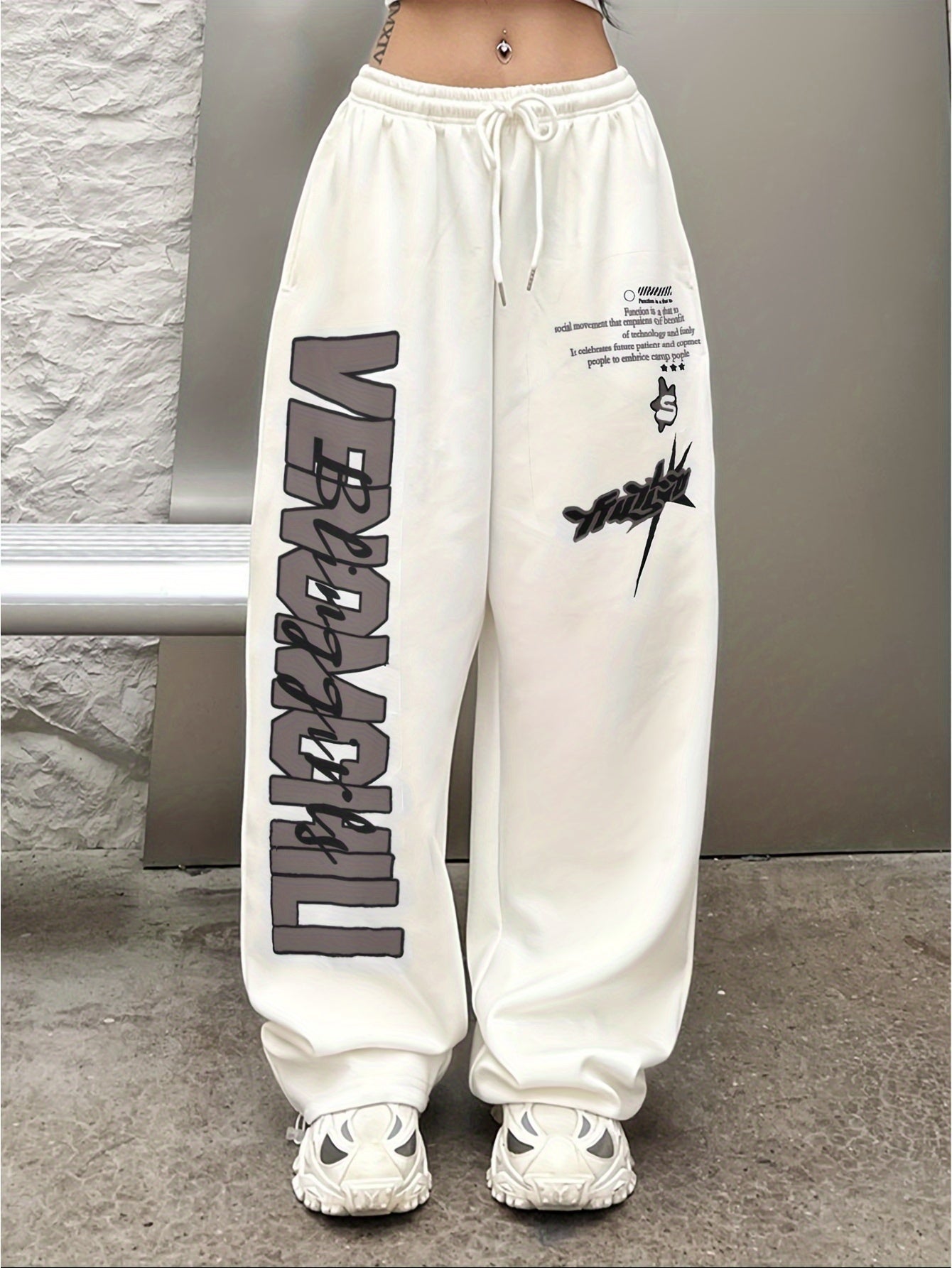 Letter Print Wide Leg Sweatpants