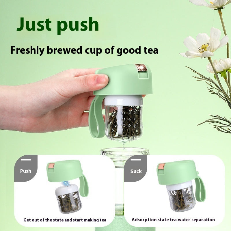 Magnetic Bomb Tea Cup Double Layer Glass Cup Upscale Portable One-click Ejection