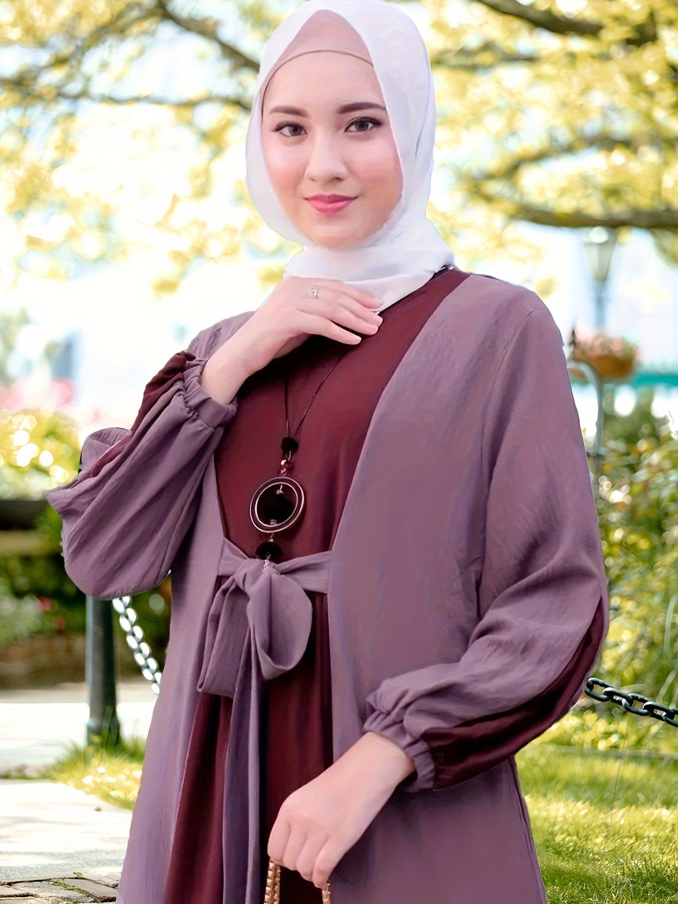 Eid Elegance Tie-Front Kaftan Dress