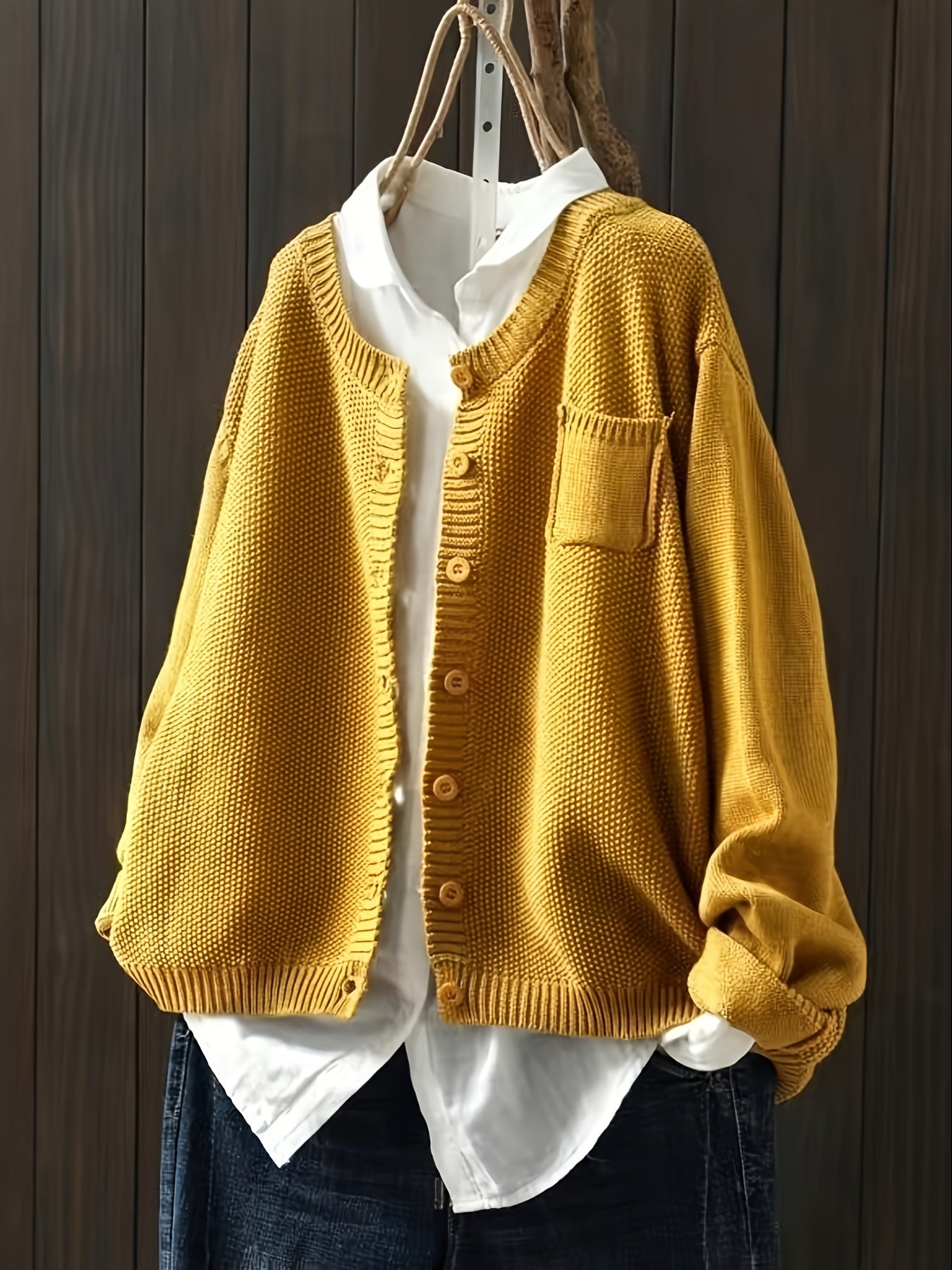 Plus Size Solid Buttons Cardigan ✨