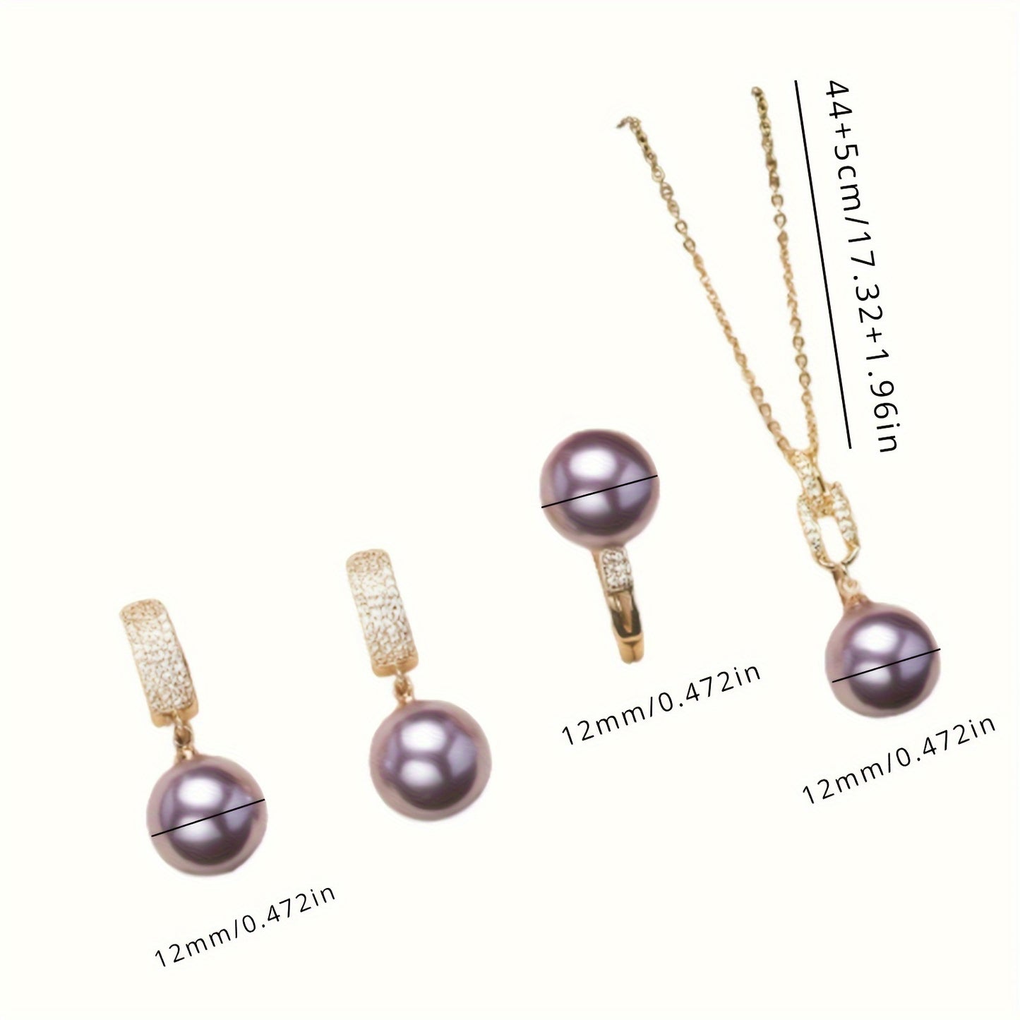 🌟 Elegant Pearl Trio Jewelry Set – Necklace, Earrings & Ring ✨