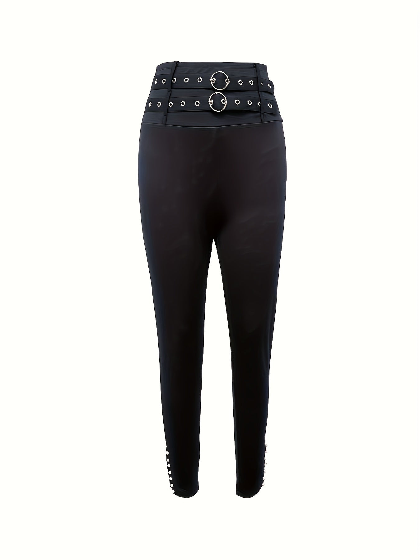 Metal Hole Décor High Waist Split Pants