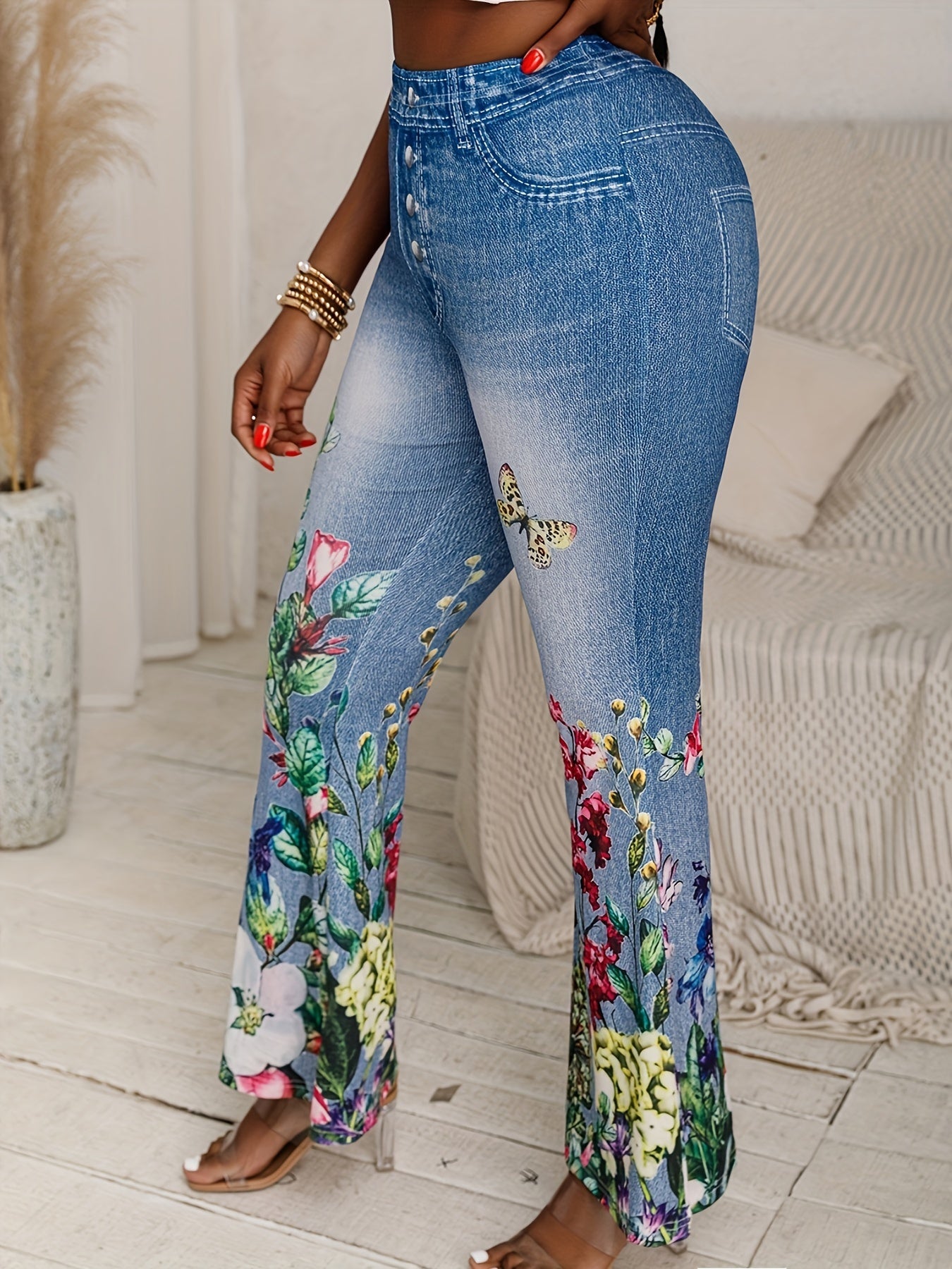 Blossom Flare™ Faux Denim Pants 🌸👖