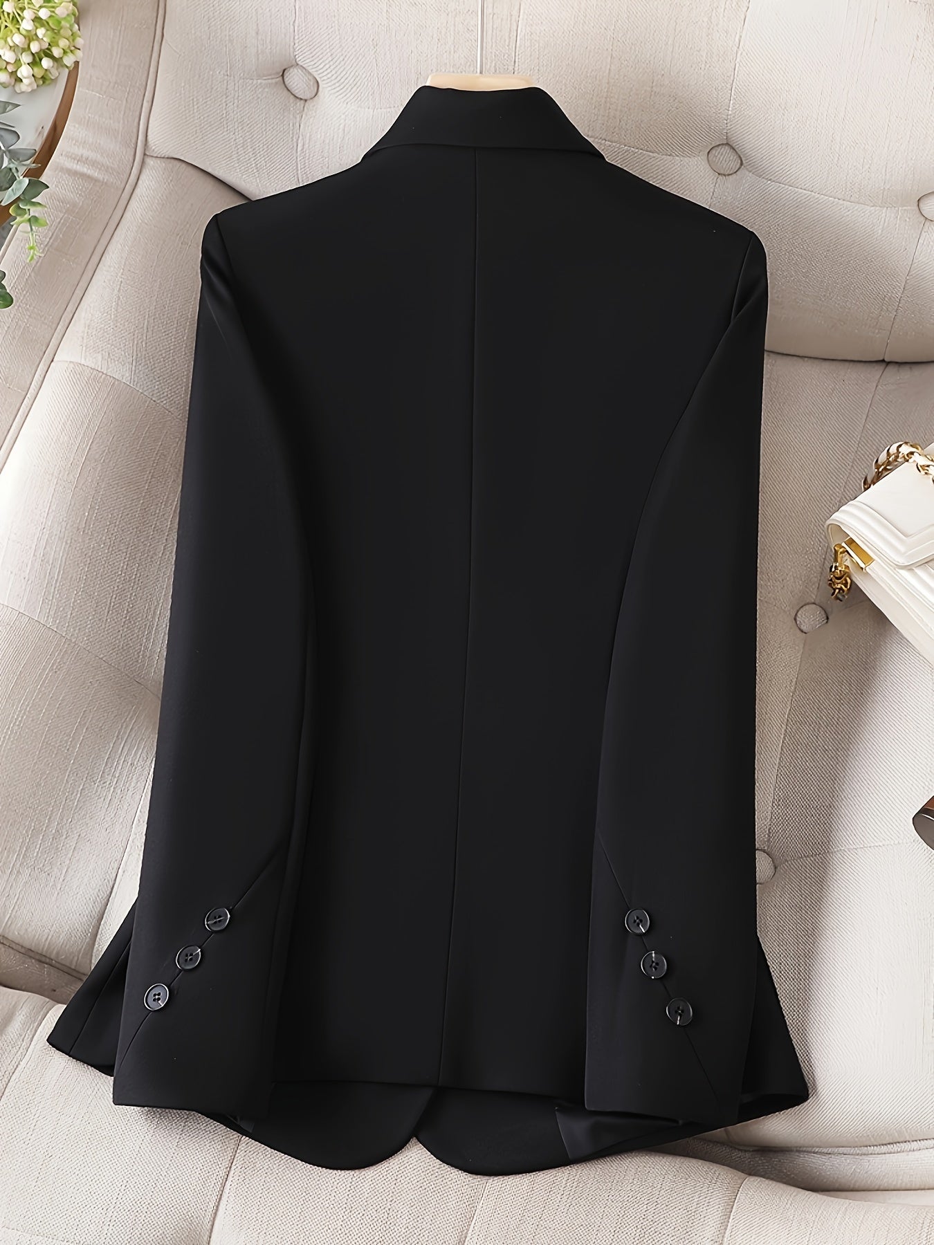 💼 Notched Collar Button Front Blazer - Elegant Long Sleeve Blazer For Office & Work 👗