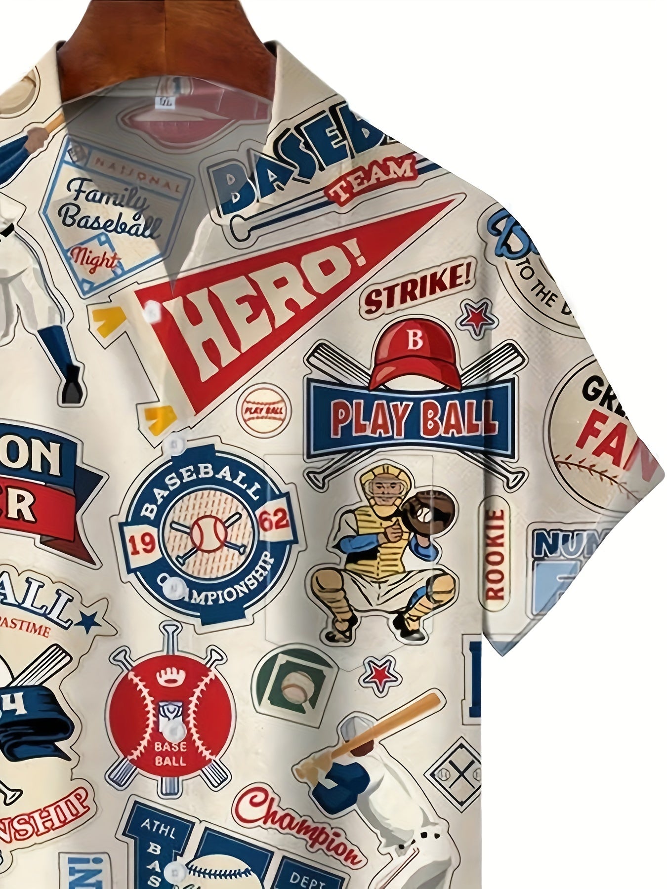 Retro Baseball Comic Print Shirt