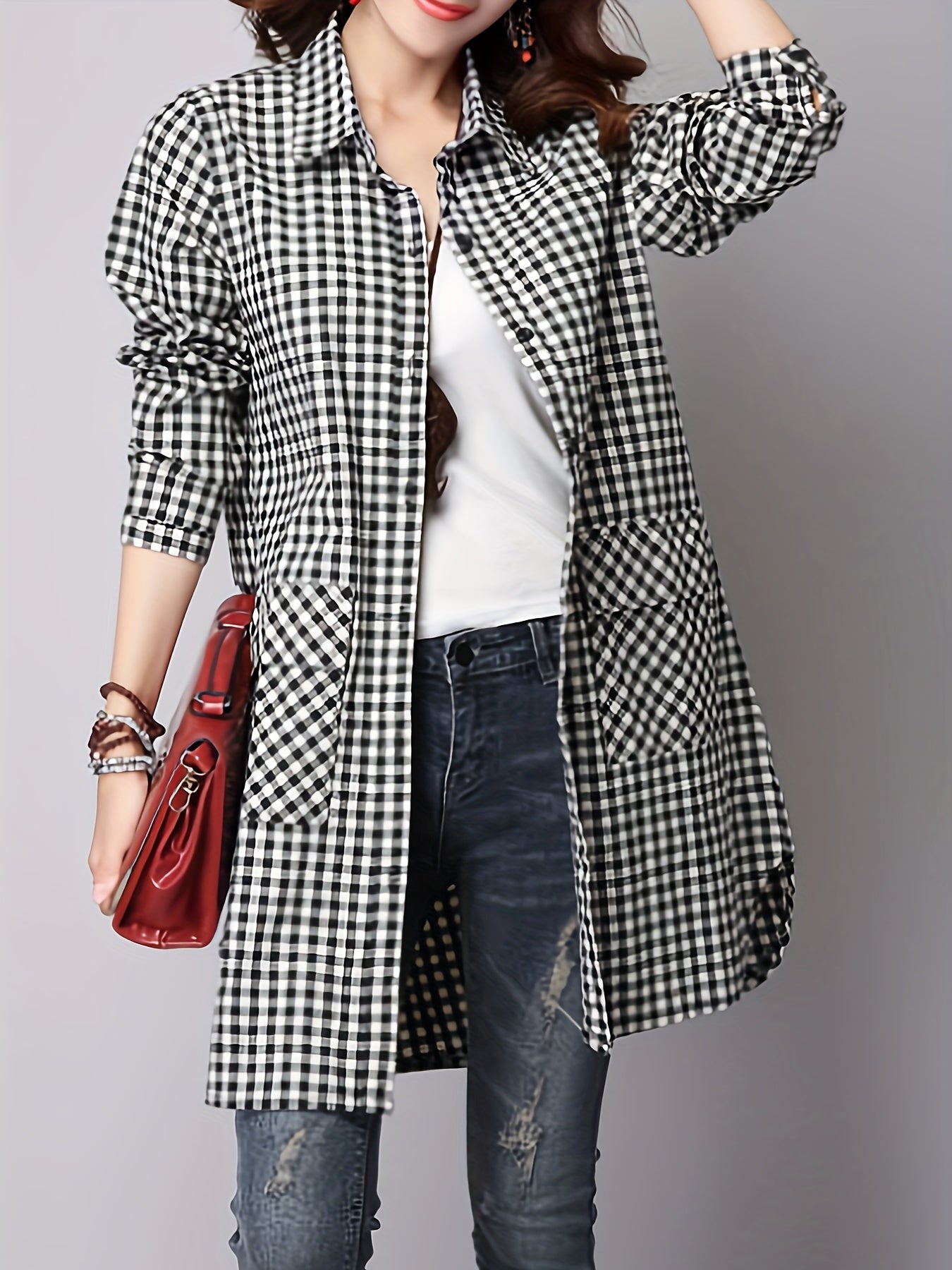 Button Front Long Top - Women's Casual Shirt