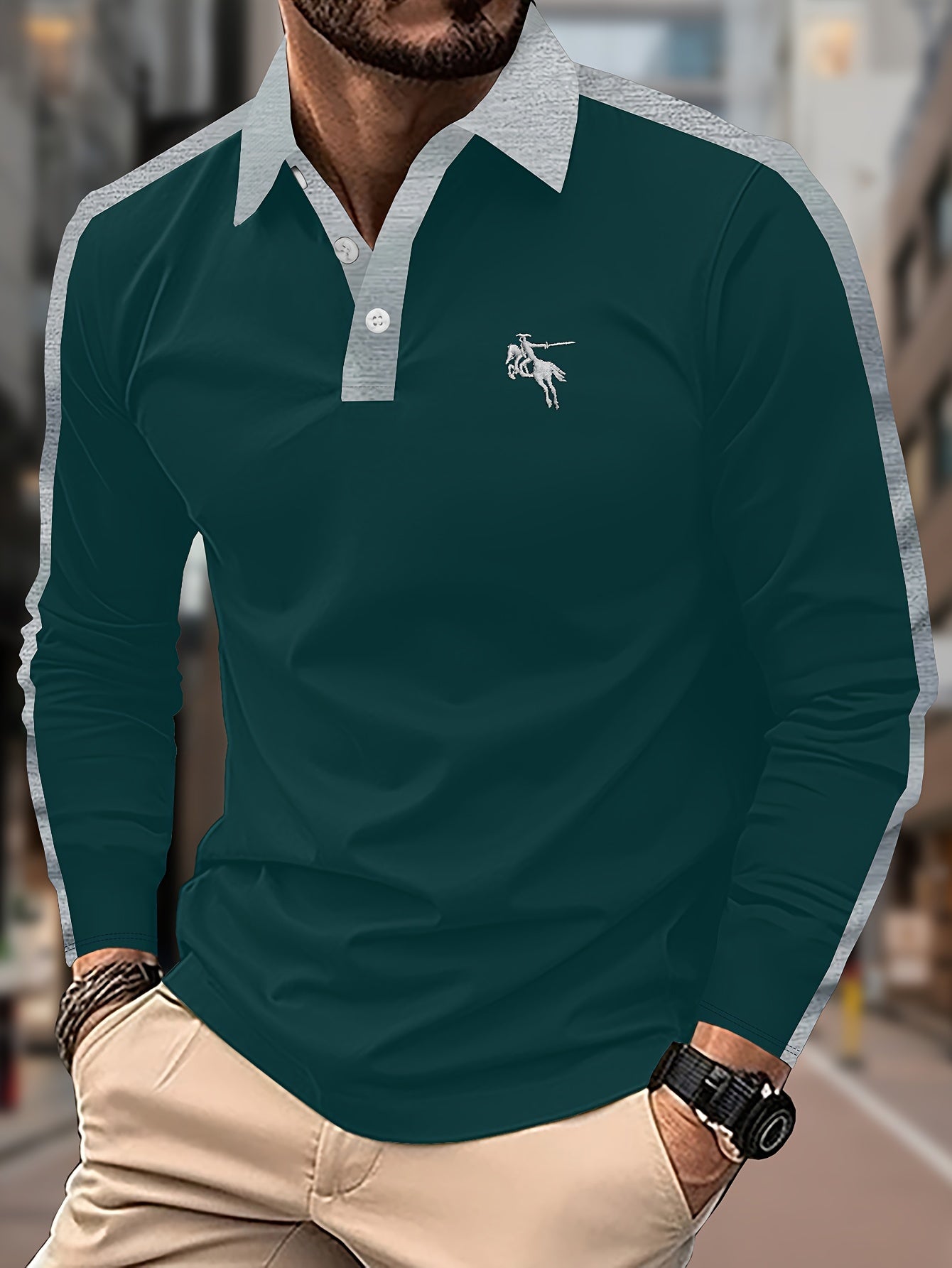 🐎 Men's Embroidered Horse Pattern Lightweight Long Sleeve Shirt 🌟