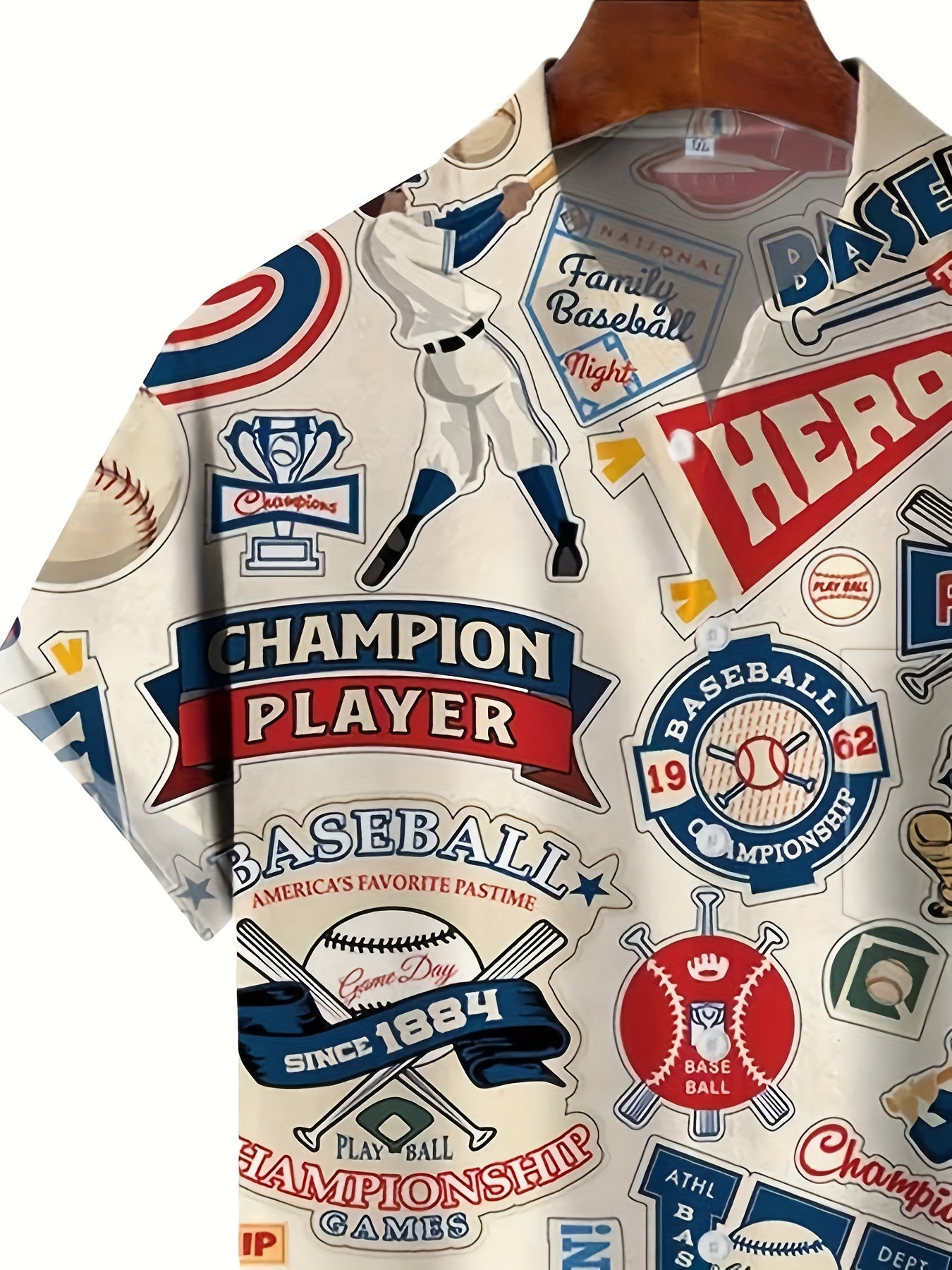 Retro Baseball Comic Print Shirt