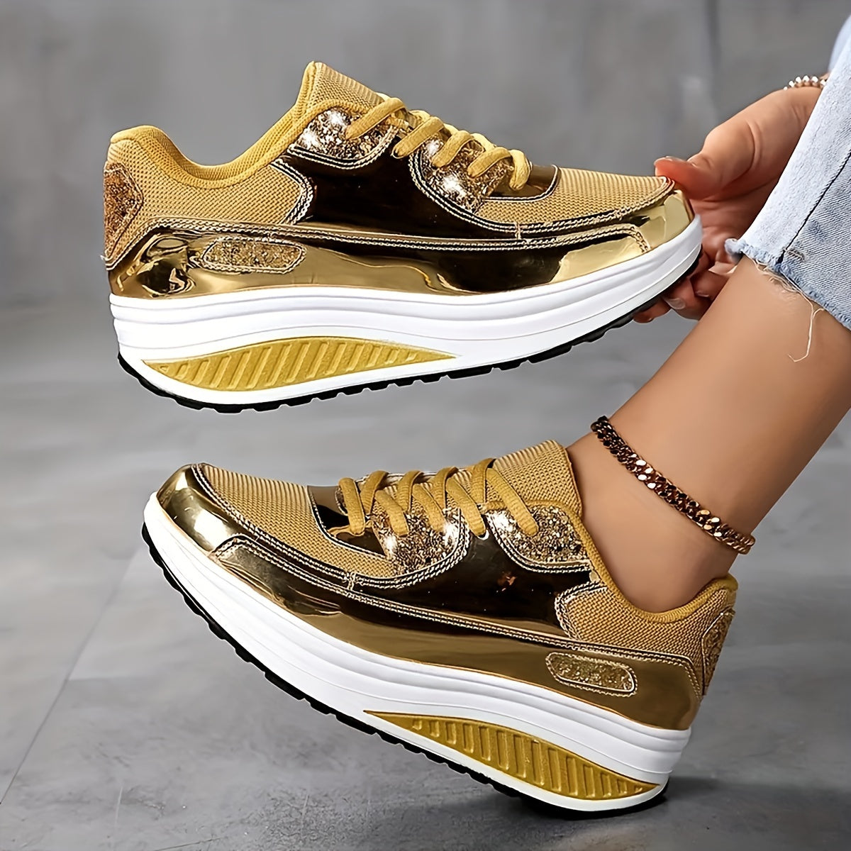 Women's Metallic Platform Sneakers