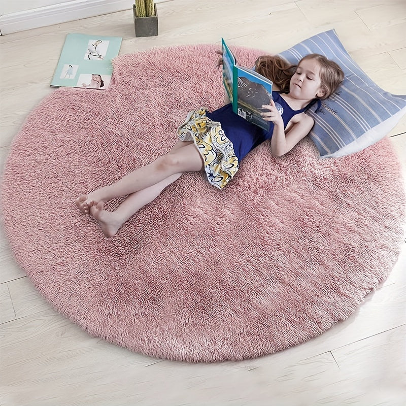 🌸 Cozy Circle: Fluffy Round Rug for Kids & Nursery