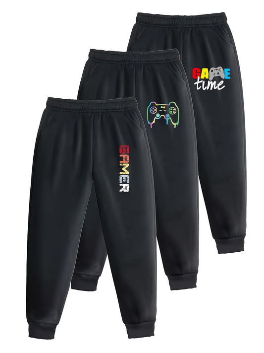 🎮 3pcs Boy's Game Themed Jogger Sweatpants Set