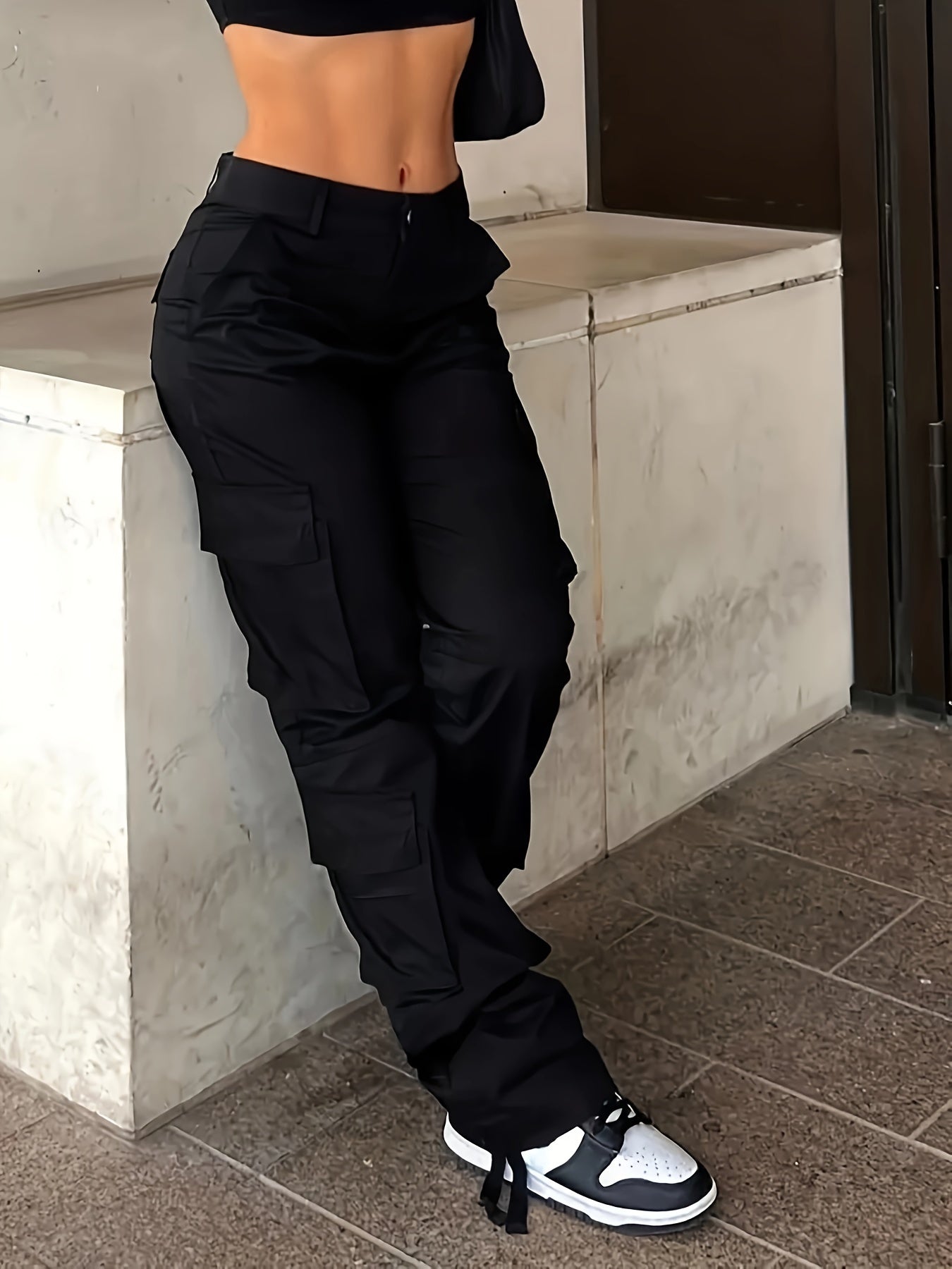 Flap Pockets Baggy Cargo Pants