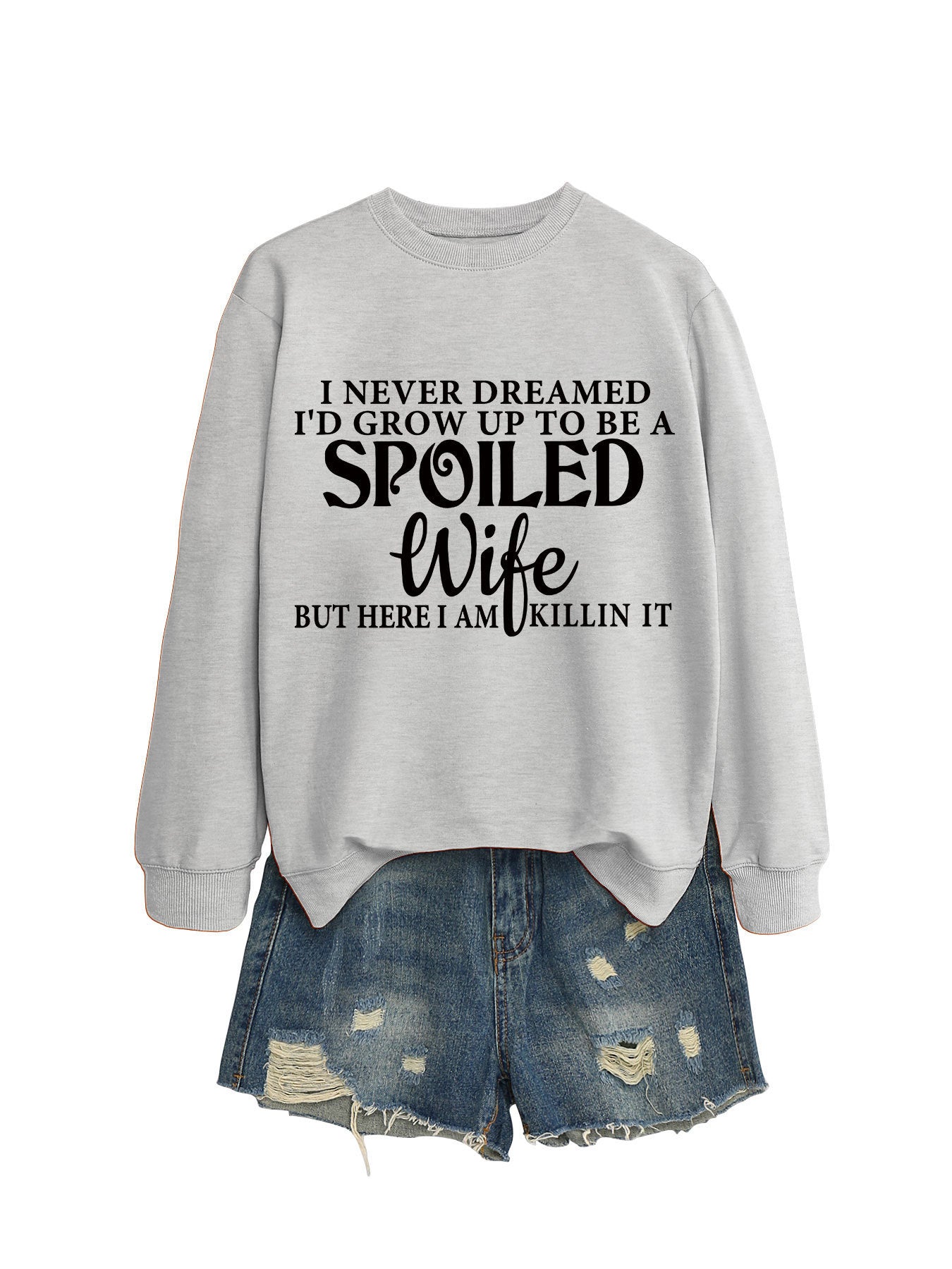 Casual Letters Printed Crew Neck Sweatshirt Women