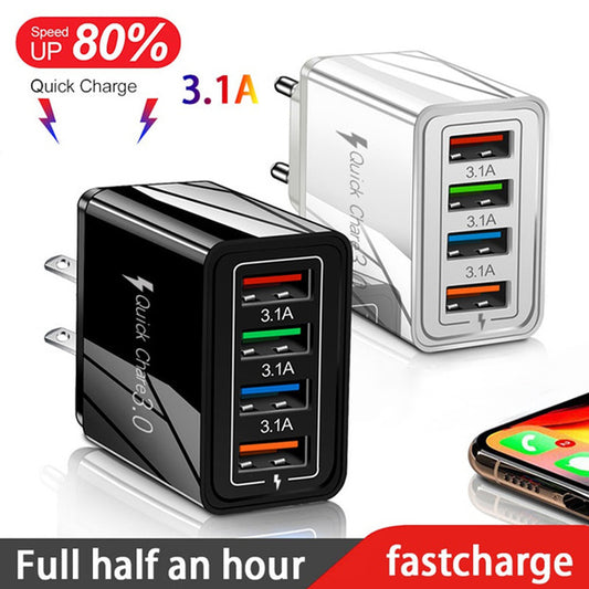 Swift Charge 4-Port USB Wall Charger: Quick Charge 3.0 Adapter