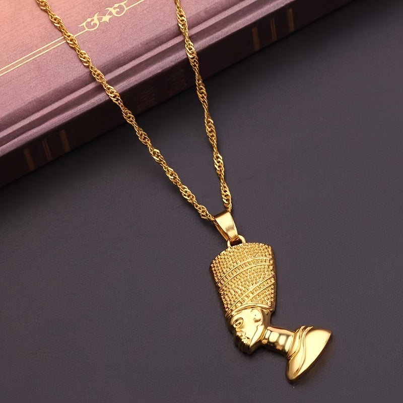 👑 Classic 14K Gold Plated Egyptian Pharaoh Head Hip-Hop Pendant Necklace 👑