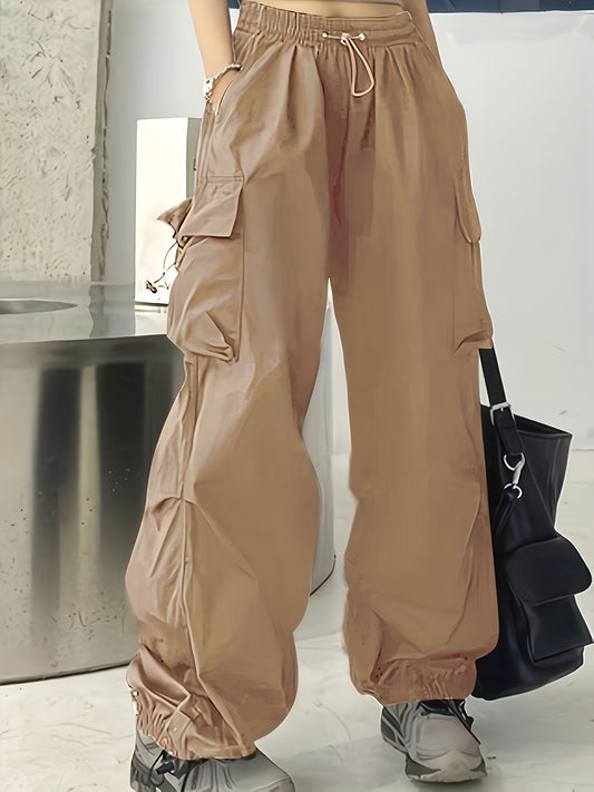 Flap Pockets Wide Leg Cargo Pants