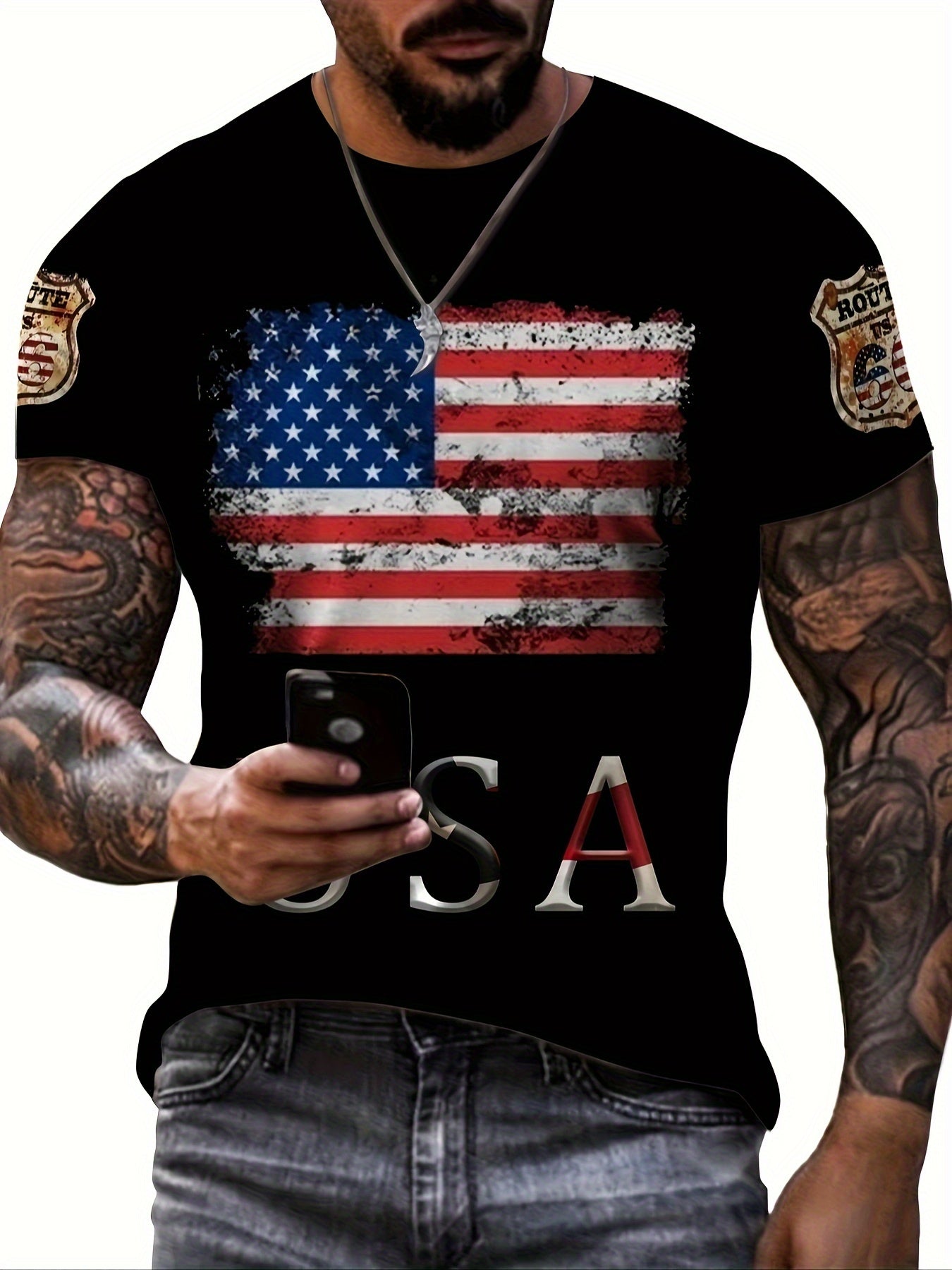 Star-Spangled Style 3D USA Flag Tee