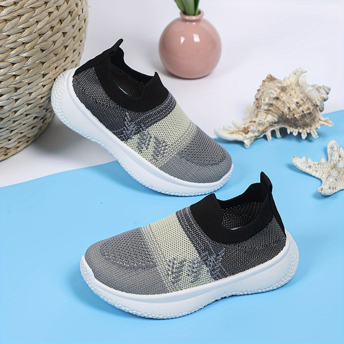 🌀 Kids' Geometric Pattern Slip-On Sneakers