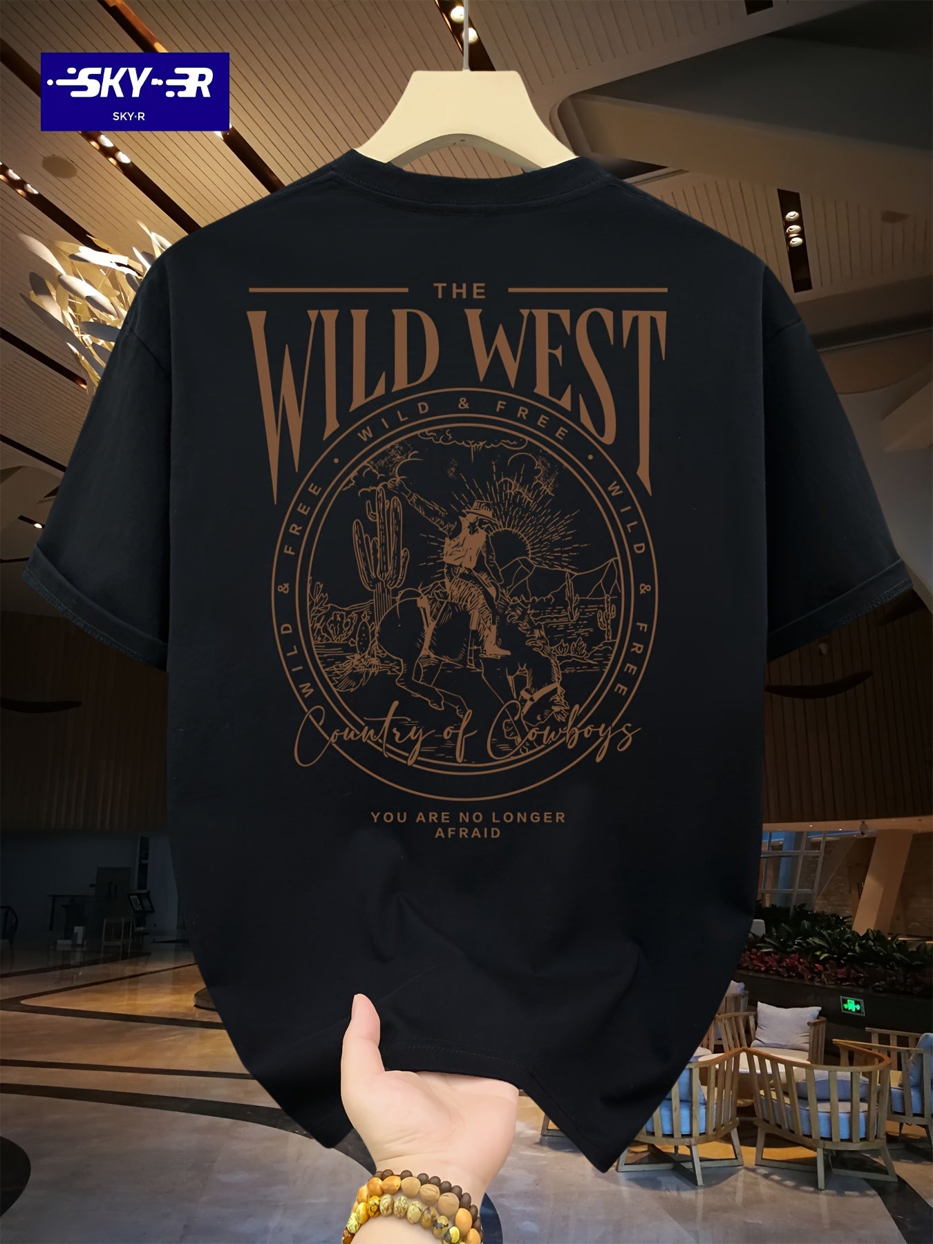 🤠 Men's Loose 100% Cotton Cowboy Graphic Print T-shirt