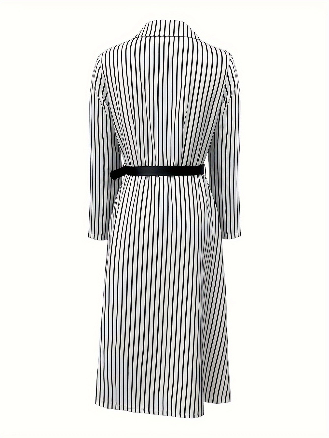 🌟 Elegant Striped Long Sleeve Belted Dress 🌟