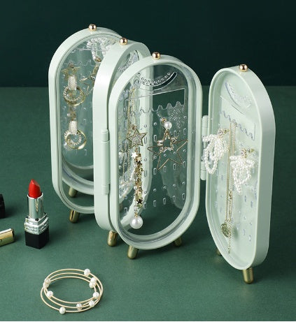 Glimmer Glow Light Luxury Desktop Jewelry Box: Multi-layer Dust-proof Design for Elegant Ear Studs